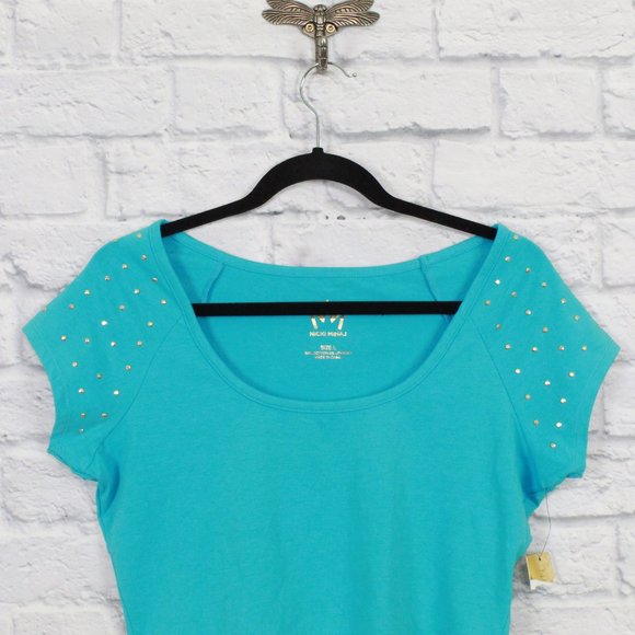 NICKI MINAJ Gold Studded Cropped Top Tee Shirt L - Picture 2 of 10